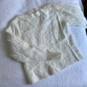 H&M White Fuzzy Sweater
